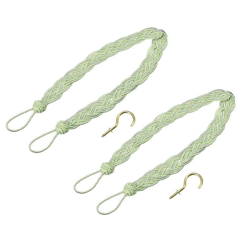 23" Curtain Tiebacks Braid Drapery Holdback Holder with Hooks