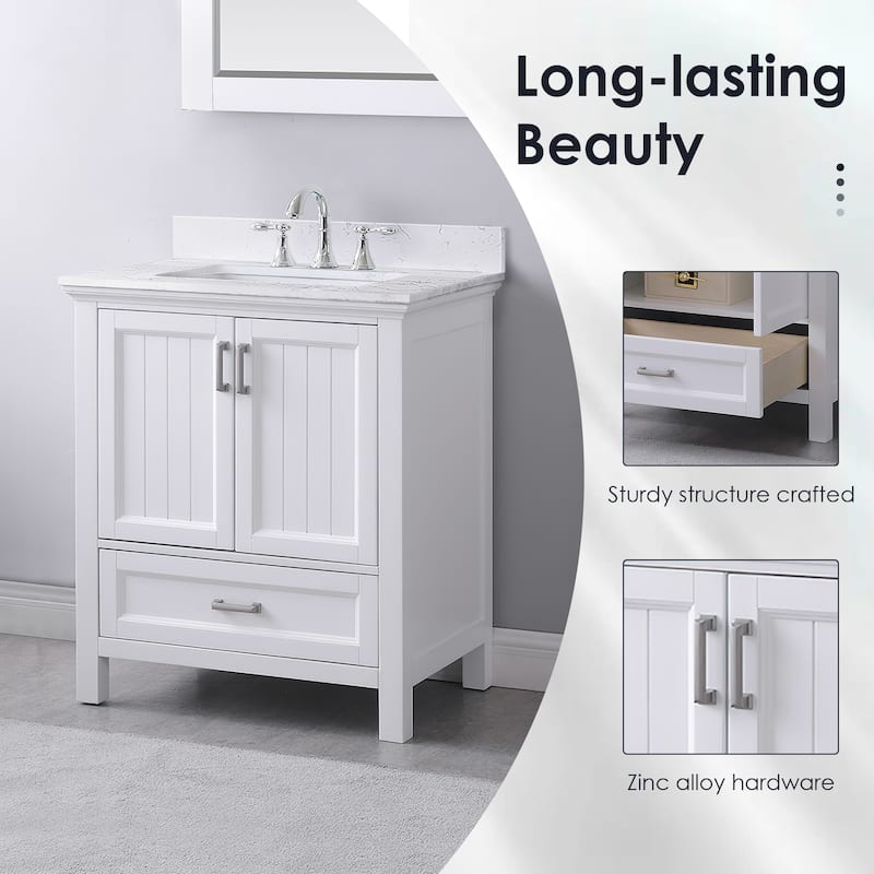 Altair Isla Single Bathroom Vanity Set and Aosta White Countertop without Mirror
