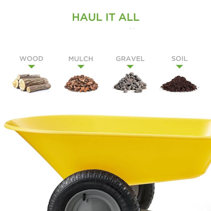 Multipurpose Garden Wheelbarrow with 5 Cubic Feet Capacity and Comfortable Padded Handle - 36 L X 25 W x 20 H