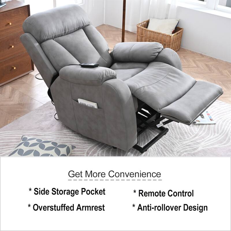 Heavy Duty Power Lift Recliner Chair, Ergonomic Single Sofa Chair, Electric Recliner Chair with Side Pocket & Remote Control