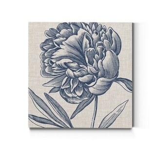 Indigo Floral on Linen II-Premium Gallery Wrapped Canvas