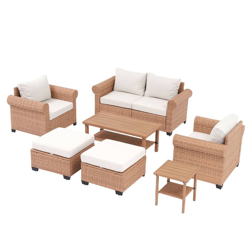 Outdoor 7-Piece Pe Rattan Garden Patio Sofa Set