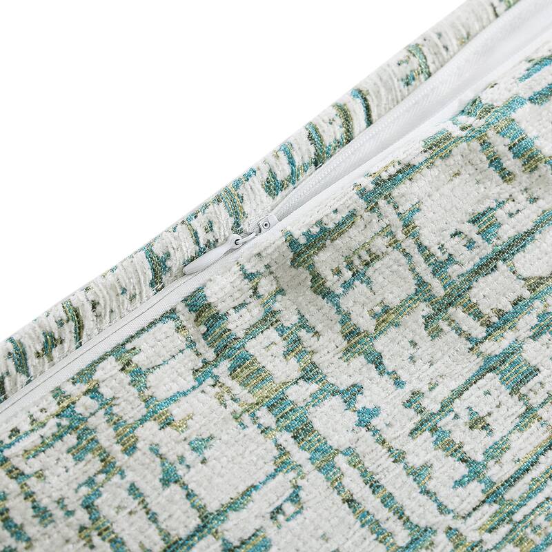 HiEnd Accents Keziah Green Textured Pattern Chenille Jacquard Modern Contemporary Style Euro Sham, 27 x 27 inch