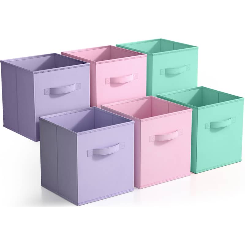 Home Storage Bundle - Foldable Pastel Drawer and Closet Bins, Lightweight Organization Solutions (6 Pack)