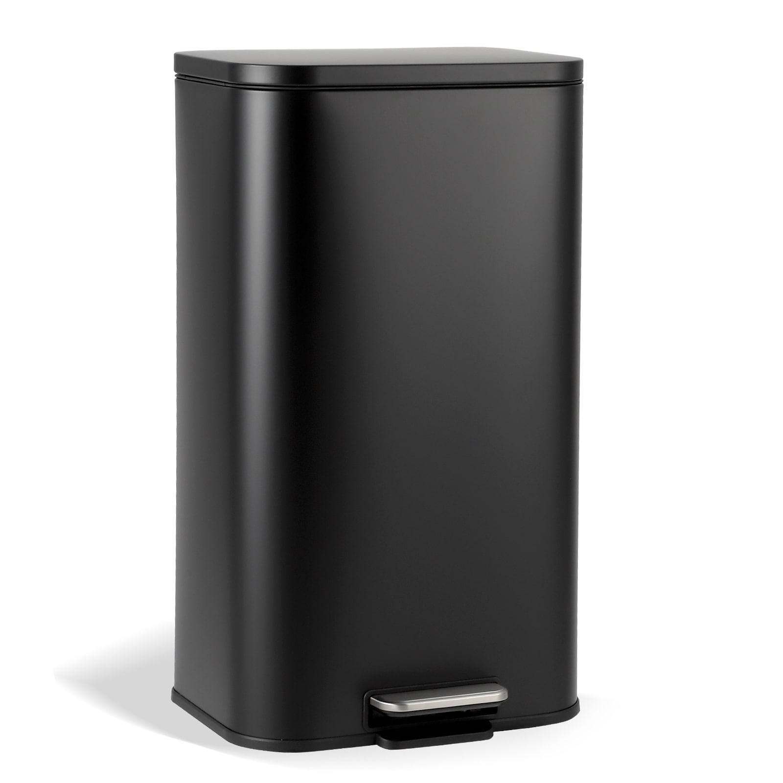 Fingerprint-Proof Commercial Trash Can, Stainless Steel, Soft-Close Lid, Foot Pedal, Indoor Recycling,for Kitchen/Office