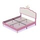 preview thumbnail 22 of 28, Upholstered Princess Bed w/ Crown Headboard, Fun Cute Platform Bed with Light Strips, Golden Metal Legs, No Box Spring Needed