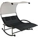 preview thumbnail 1 of 8, Sunnydaze Double Chaise Rocking Lounge with Canopy and Headrest Pillows - Black