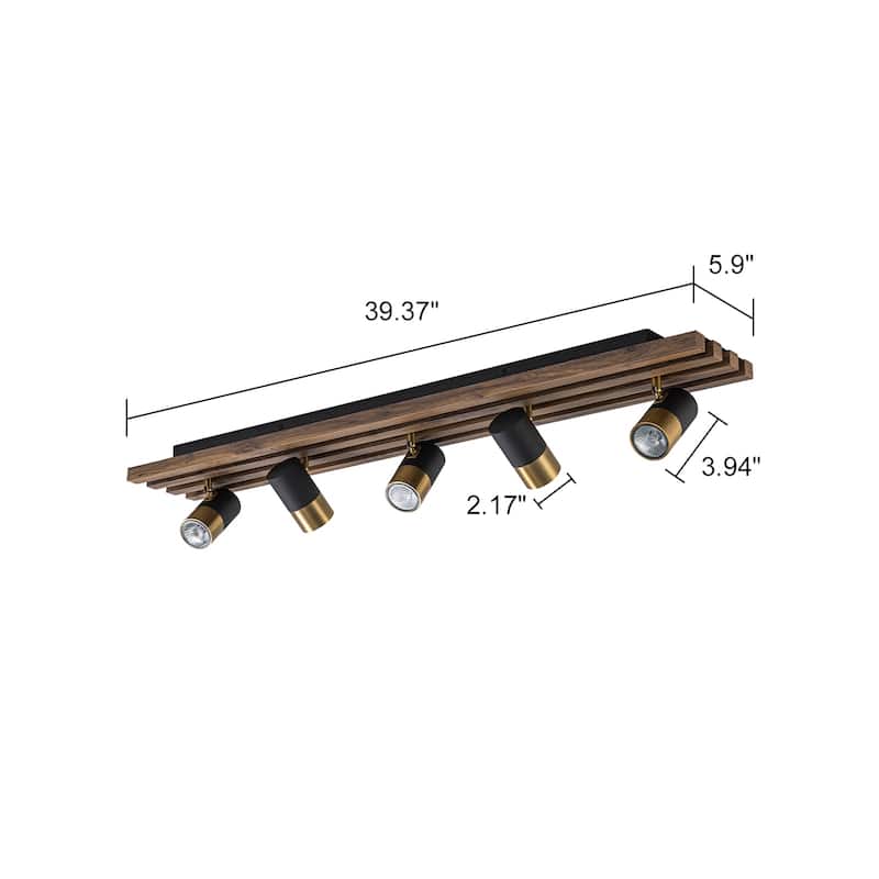 Modern Farmhouse 5-Light Flush Mount Ceiling Fixture Track Lighting with Rotating Head - Black
