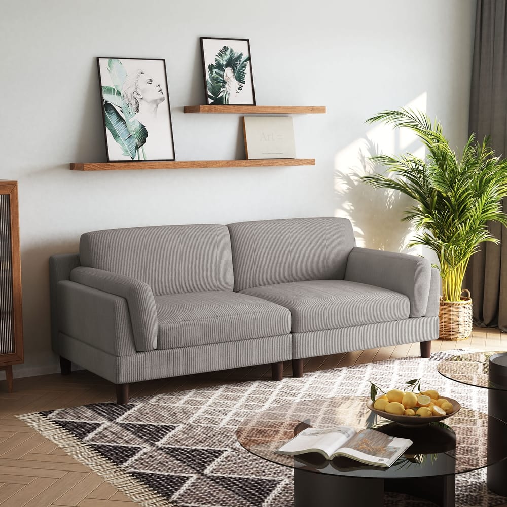 Modern 90" inch Sofa Comfy Corduroy Deep Seats Sofa