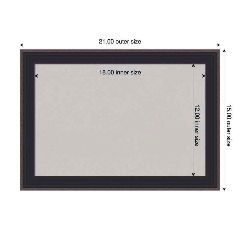 Havana Black Bronze Framed Cork Board - Bulletin Board, Organization Board, Pin Board - Grey - 21 x 15 in