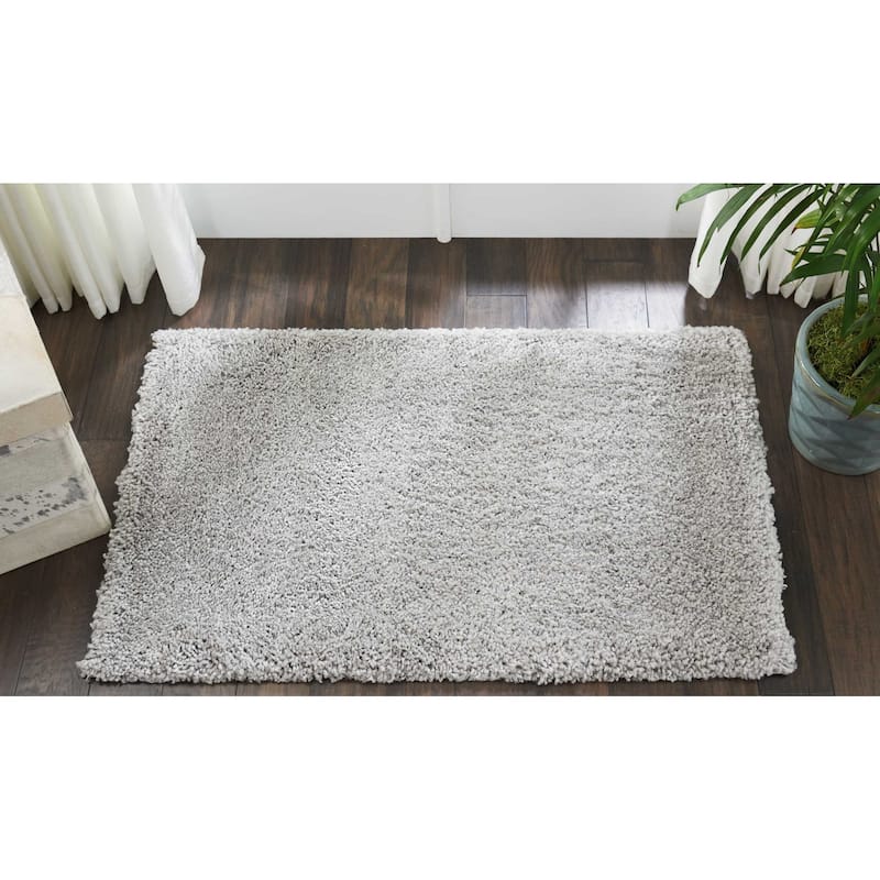 Nourison Malibu Shag Modern Plush Solid Area Rug - 2'6" x 4' - Silver - Runner/Rectangle