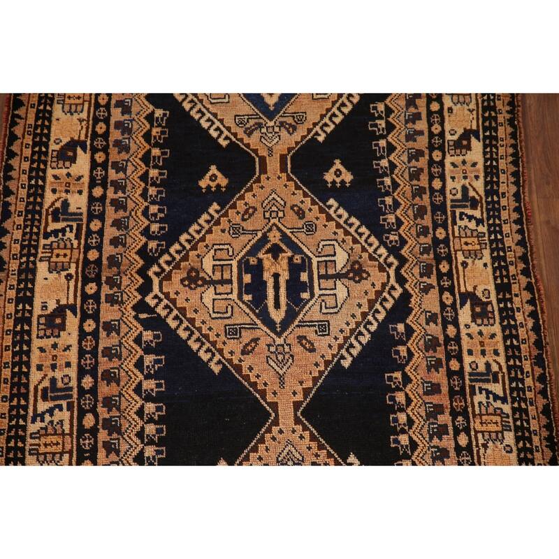 Handmade Oriental Vegetable Dye Qashqai Persian Vintage Area Rug - 4'0"x 8'4"