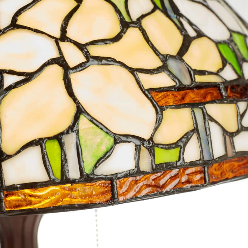 Daffodil River of Goods Tiffany-Style Yellow, Green and White Stained Glass 26-Inch Table Lamp - 18" x 18" x 25.75"