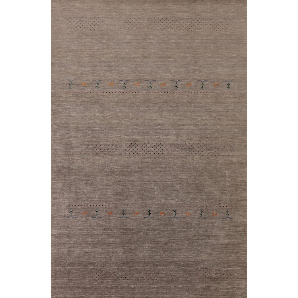Tribal Gabbeh Living Room Area Rug Handmade Wool Carpet - 6'9"x 9'9"
