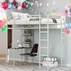 preview thumbnail 19 of 25, Twin Size Loft Bed With 2 Shelves And 1 Desk,2 Built-in Ladders for Home Silver