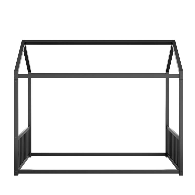 Montessori Metal House Bed with End Guardrails by Harper&Bright Designs