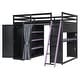 preview thumbnail 10 of 64, Wood Full Size Loft Bed with Blackout Curtains and RGB Lights, Gaming Loft Bed with Desk & Shelves
