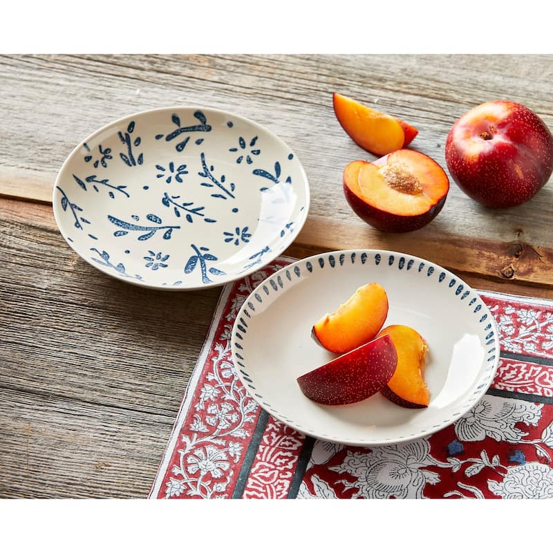 Janis Red Block Print Cotton Placemat, 14.5"L x 19"W