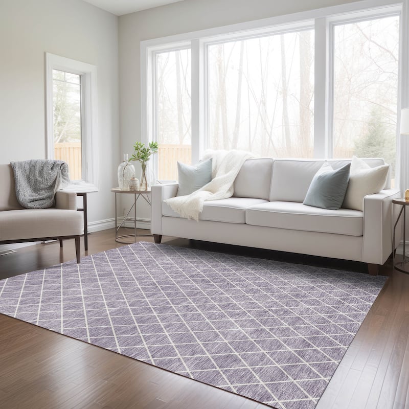 Machine Washable Indoor/ Outdoor Chantille Diamond Trellis Rug