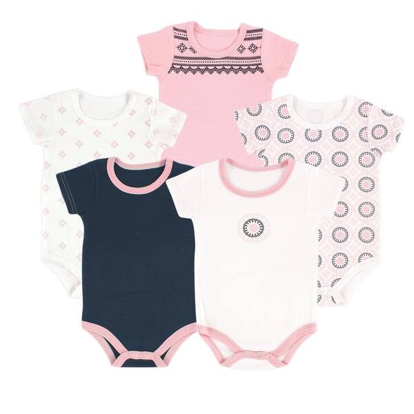 slide 1 of 1, Yoga Sprout Baby Girl Cotton Bodysuits 5pk, Ornamental 0-3 Months - Ornamental