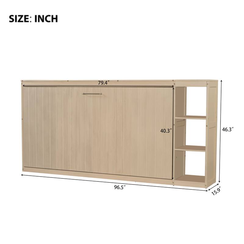 Murphy Bed with Bookshelf for Samll Space, Full/Twin Size