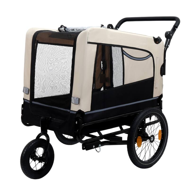 2-In-1 Bike Trailer & Push Cart For Pets-All-Terrain Wheels,Quick Release Wheel,Internal Leash,Holds Pets Up To 88 Lbs