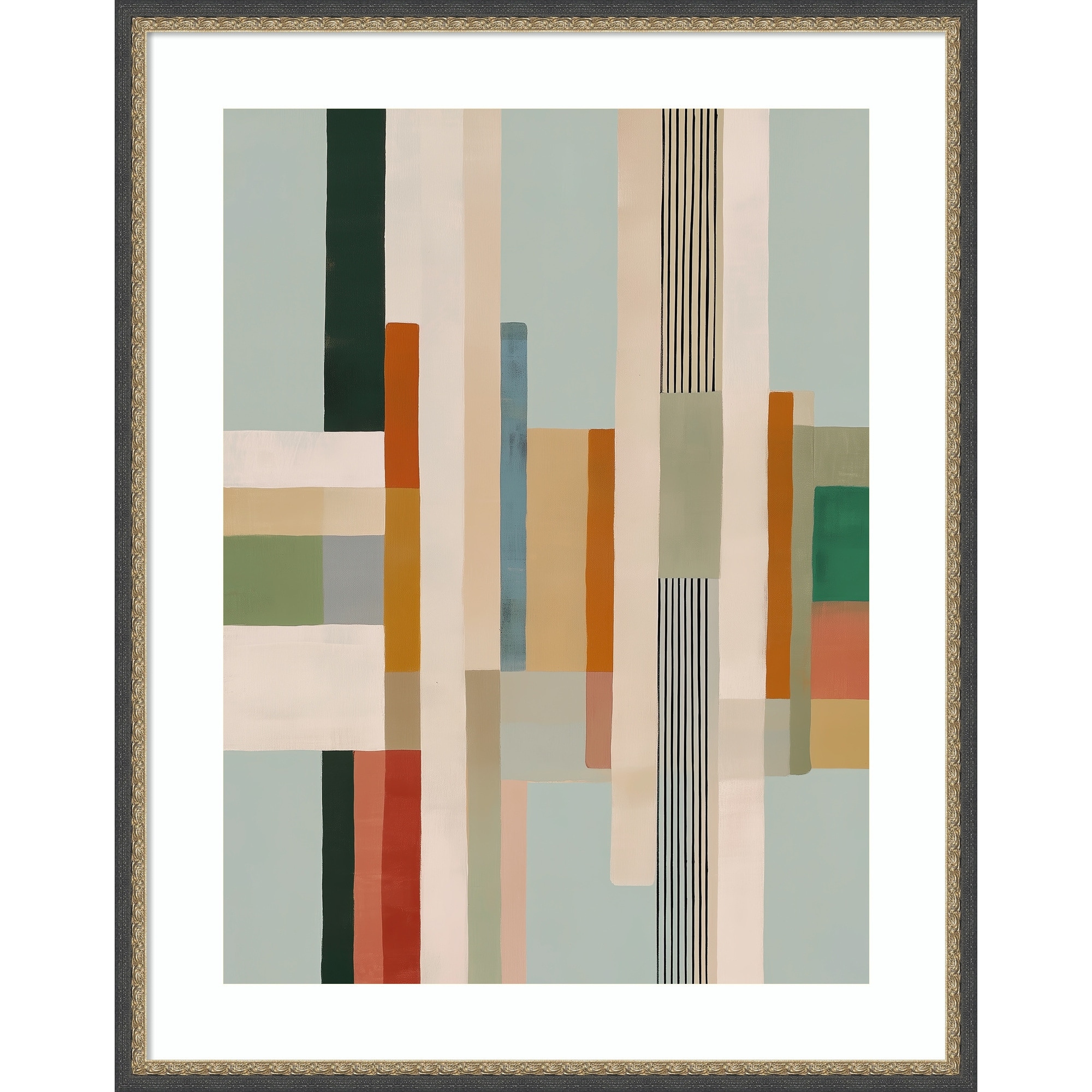 Modern Geometric Color Blocks by Nadjaa Wood Framed Wall Art Print