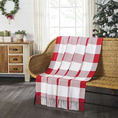 Annie Red Check Woven Throw 50x60