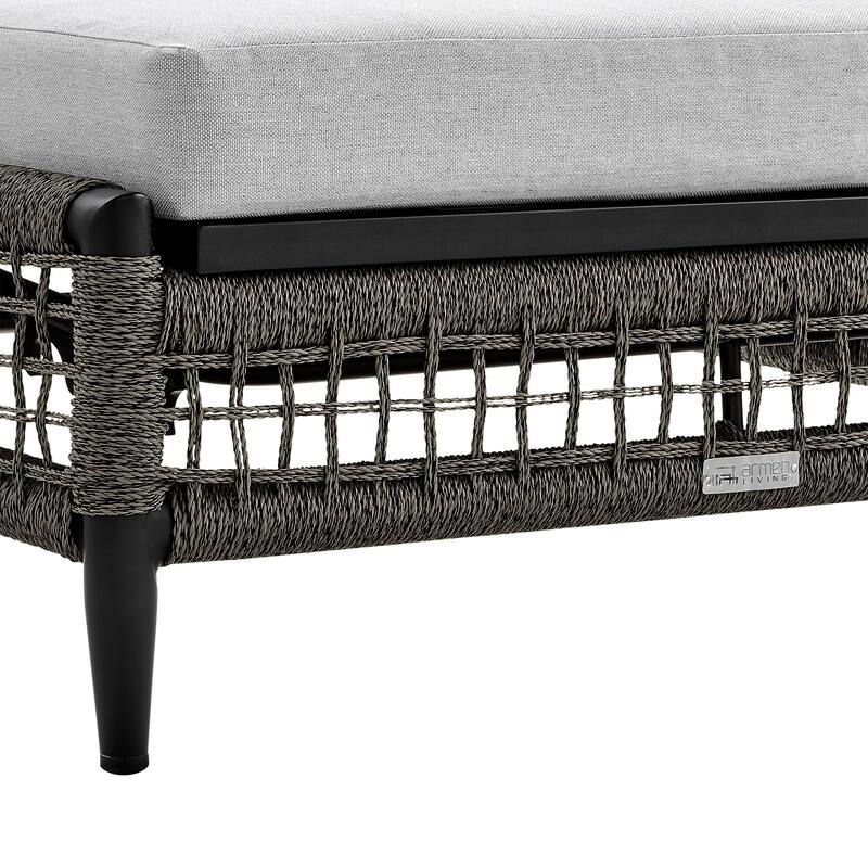 Felicia Black Aluminum & Grey Rope Adjustable Reclining Outdoor Chaise Lounge Chair