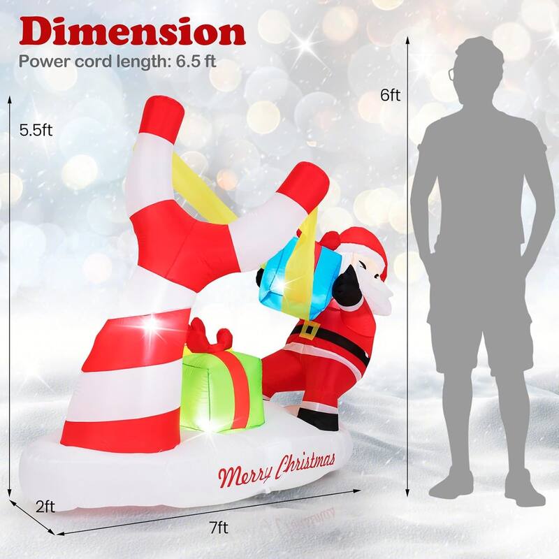 7 FT Christmas Inflatable Santa Outdoor Decoration Blow up Yard Décor