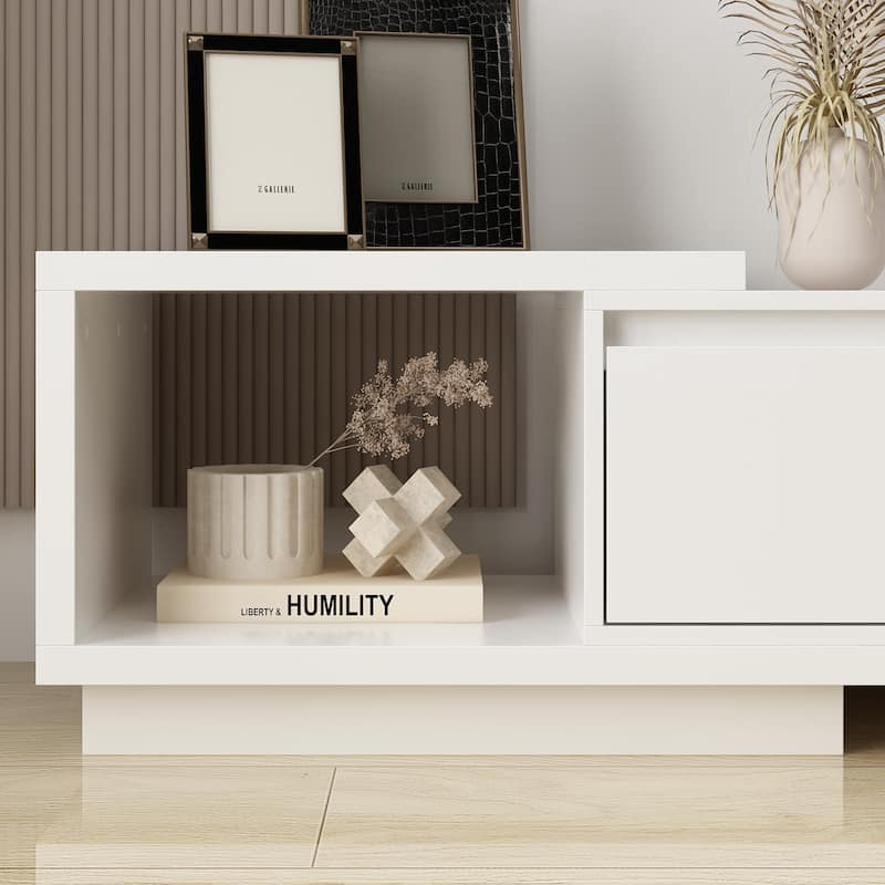 Modern Style Extendable TV Stand with 3Drawer White/Black 65.4"-106.3"