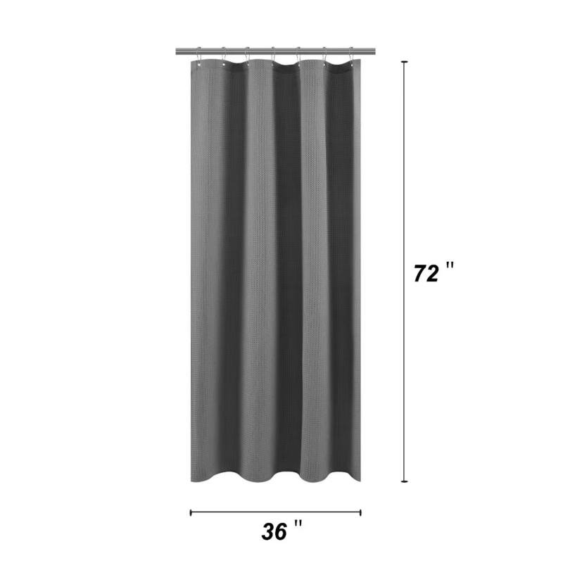 Dobby Waffle Shower Curtain with 12 Metal Hooks
