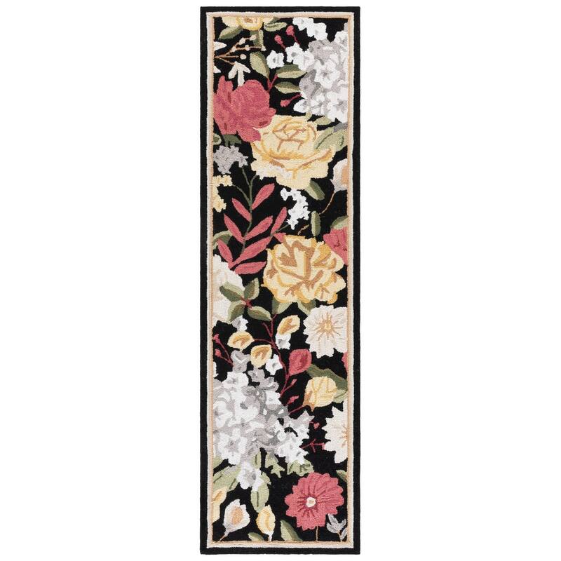 SAFAVIEH Handmade Jardin Michalina Rug - 2'3" x 8' Runner - Black/Red