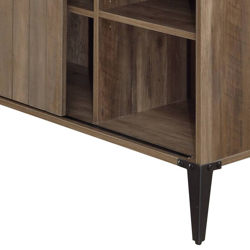 Spacious L-Shaped Desk with Barn Door Storage, USB Ports, and Contemporary Black Metal Frame for Versatile Workspaces