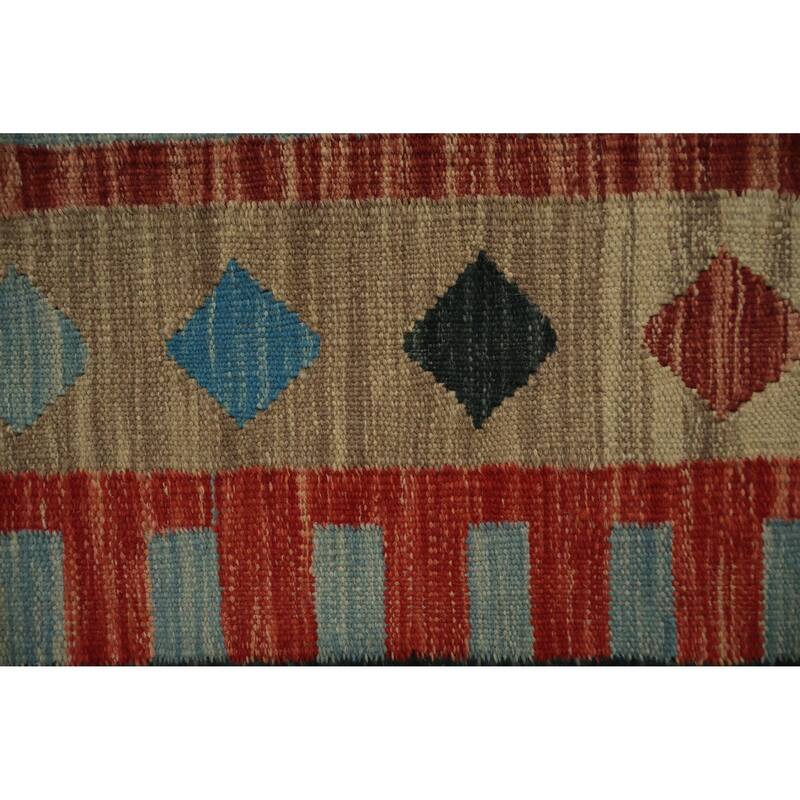 Hand Woven Oriental 100% Wool Carpet Southwestern Tribal Green Kilim Area Rug - 7' 11'' X 5' 8''