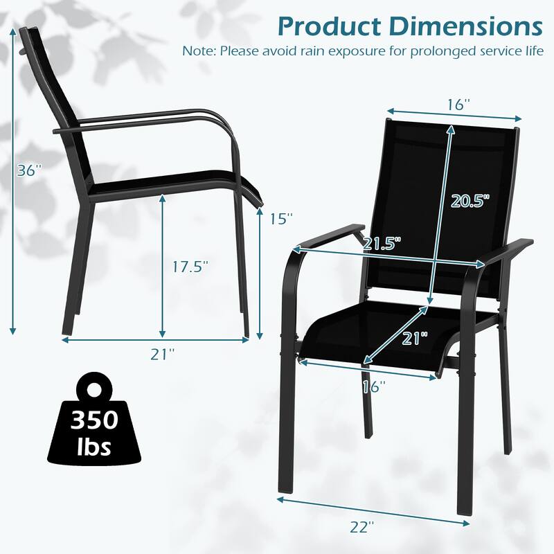 Gymax Patio Dining Chairs Set of 2 w/Metal Frame Breathable Mesh