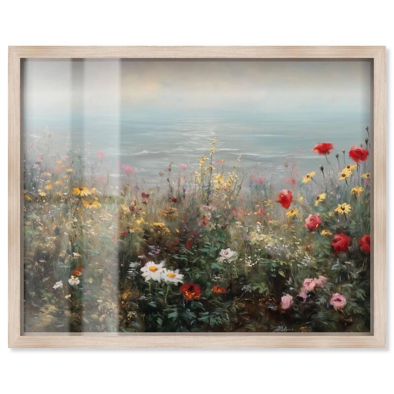 Misty Ocean Field I Shadowbox by Art Remedy - Natural - 36" x 30"