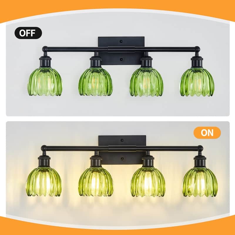 Modern Vintage Bathroom Vanity Light - Patterned Glass Shade E26 Bulb Base