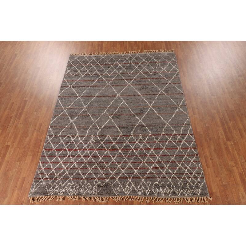 Trellis Moroccan Oriental Area Rug Handmade Wool Carpet - 7'11" x 10'10"