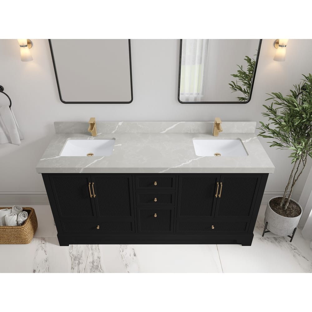 Willow Collections 72 x 22 Alys Double Bowl Sink Bathroom Vanity with Countertop
