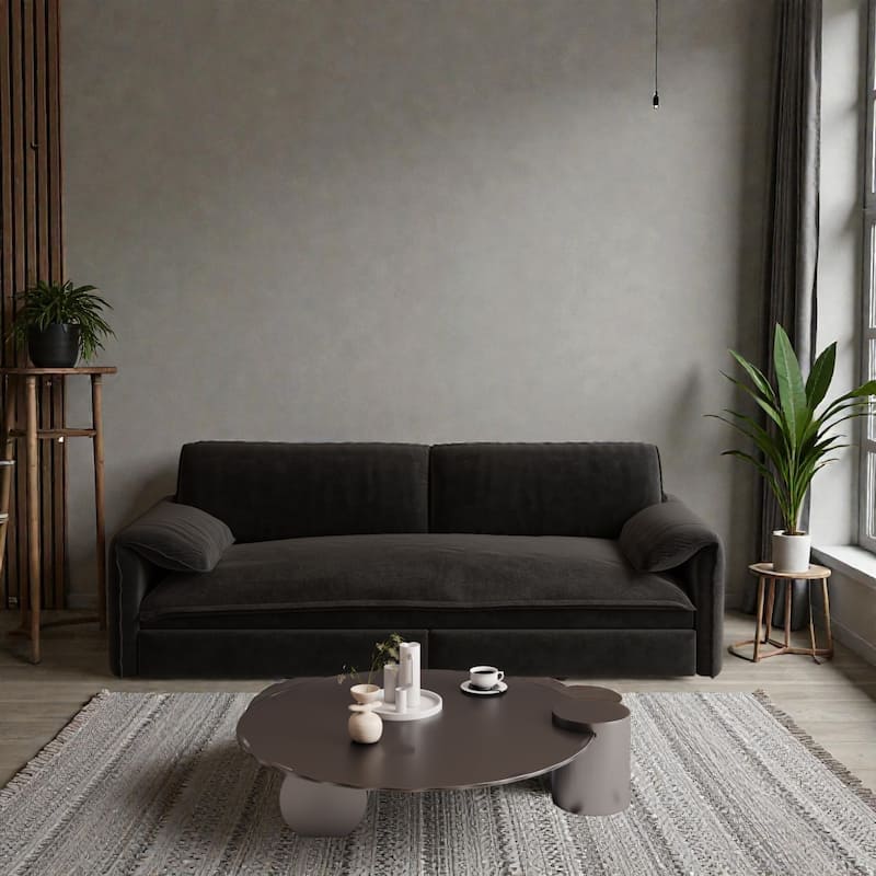 66" Pull Out Sofa Bed, 3-in-1 Convertible Queen Sleeper Sofa with Side Storage, Velvet Loveseat for Living Room Apartment - Black