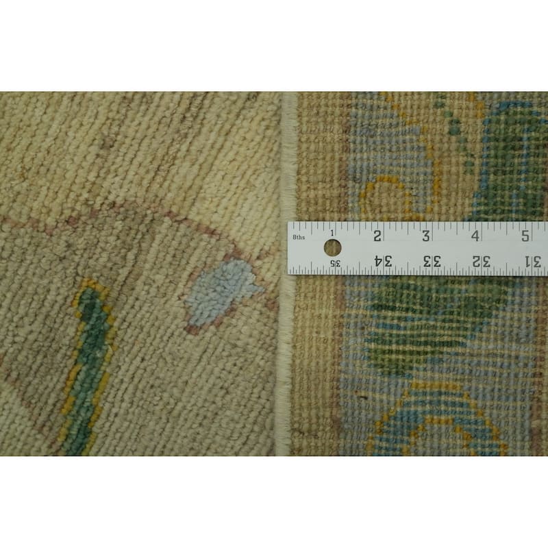 Vegetable Dye Wool Oushak Turkish Large Rug, Geometric Carpet - 14' 1'' X 10' 3''