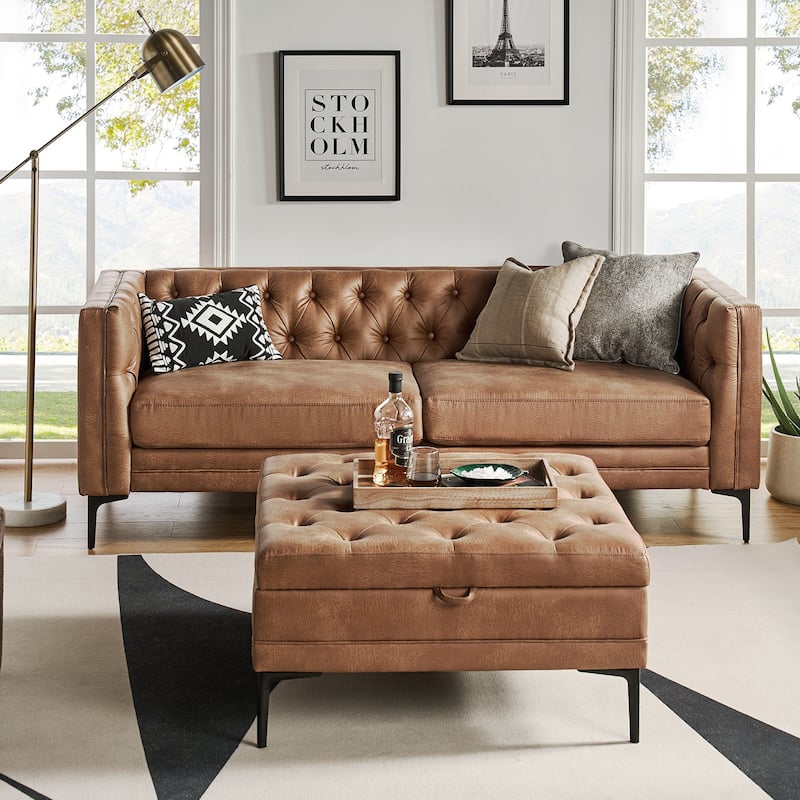 Ipiutak Modern 2 - Piece Upholstered Button-tufted Sectional with Storage Ottoman