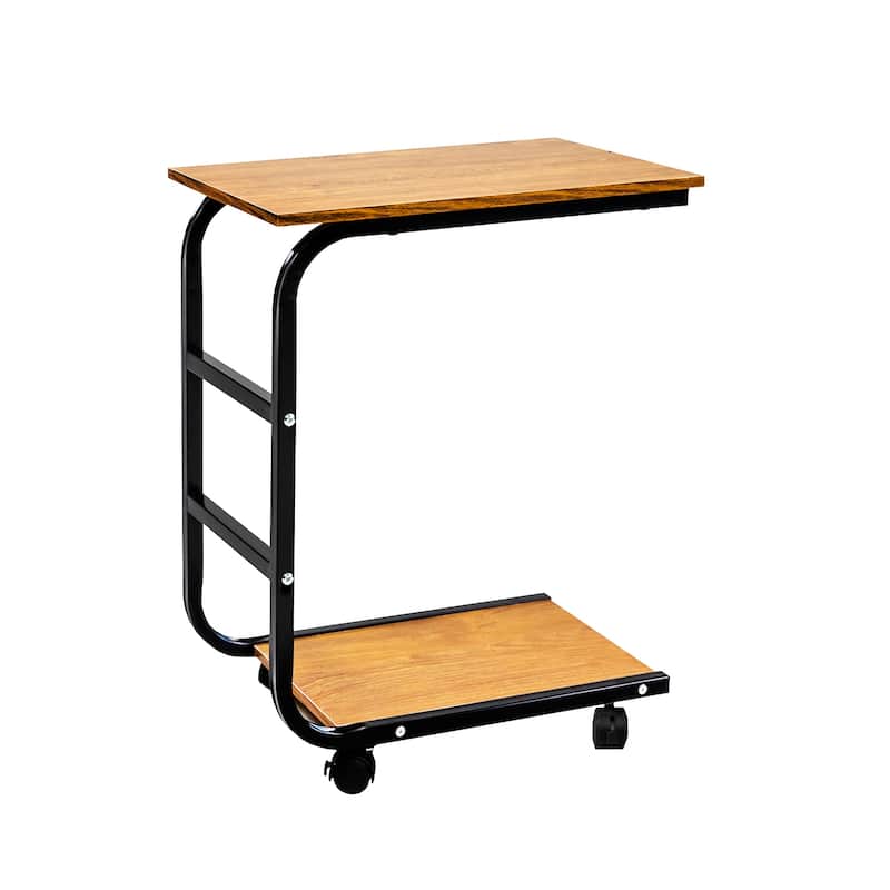 16.93" Side Desk with Wheels Roling Stand Table Small Snack Tables for Living Room, Bedroom