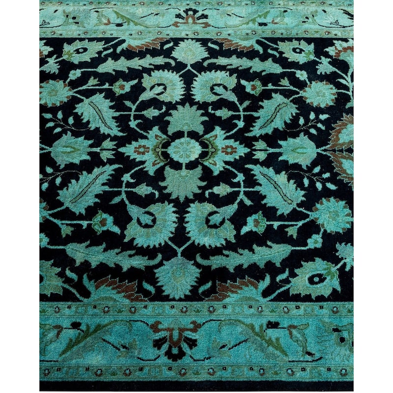 Overton Hand Knotted Wool Vintage Inspired Modern Contemporary Overdyed Black Area Rug - 3' 2" x 5' 2"