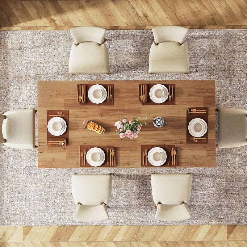 Farmhouse Wood Rectangular Dinner Dining Table for Kitchen Dining Room