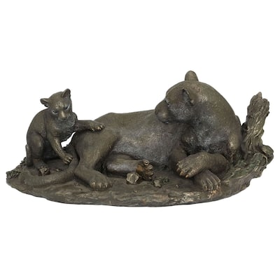 Veronese Design 15.0 L Leopard And Cub (Bronze) Cold Cast Bronze