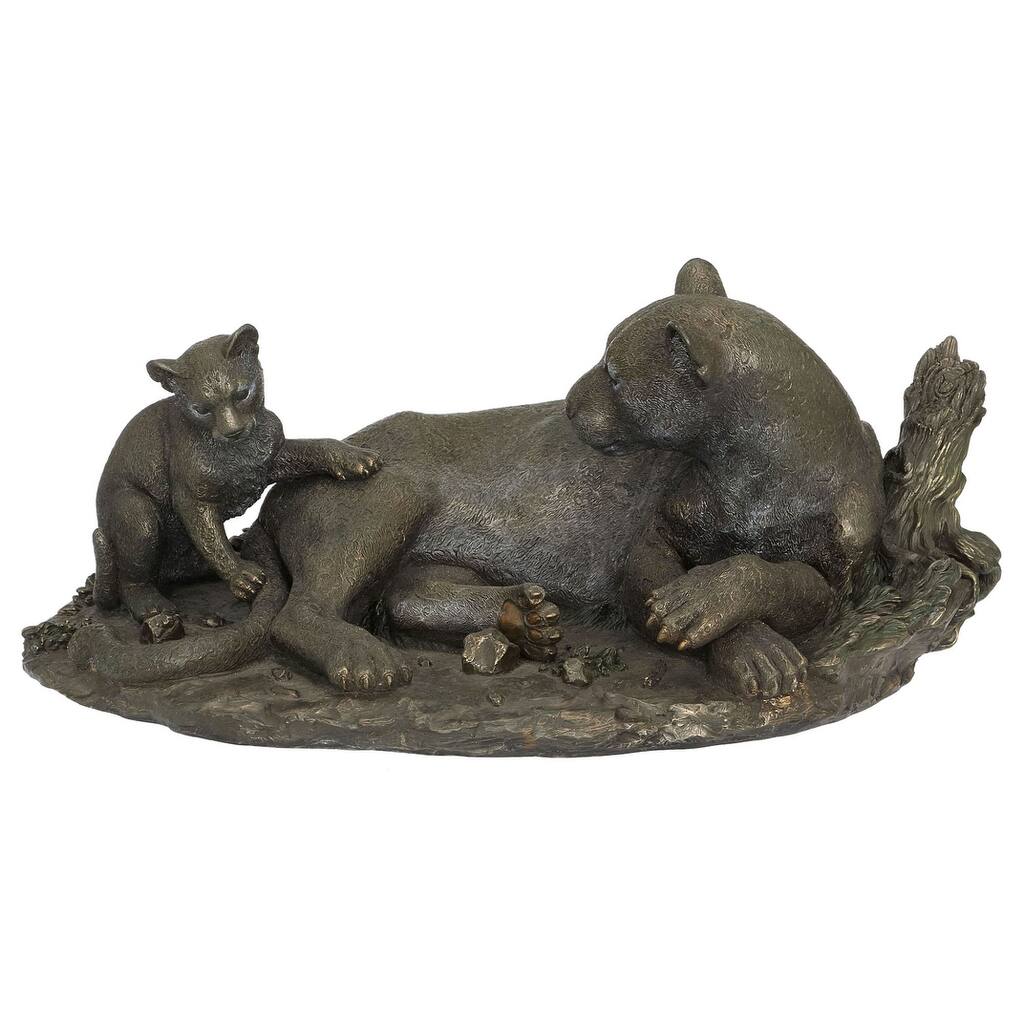 Veronese Design 15.0 L Leopard And Cub (Bronze) Cold Cast Bronze