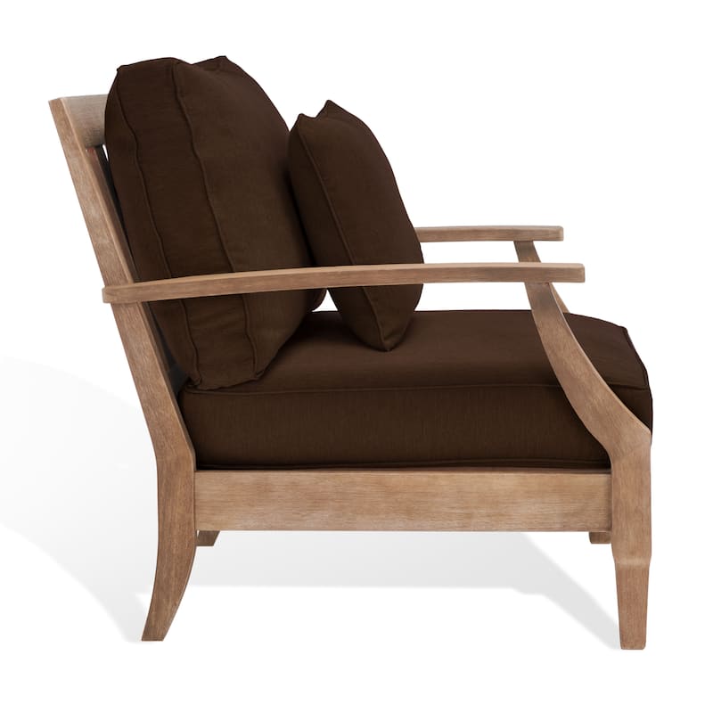 SAFAVIEH Couture Outdoor Patio Furniture Martinique Wood Arm Chair - 31"W x 36"D x 33"H