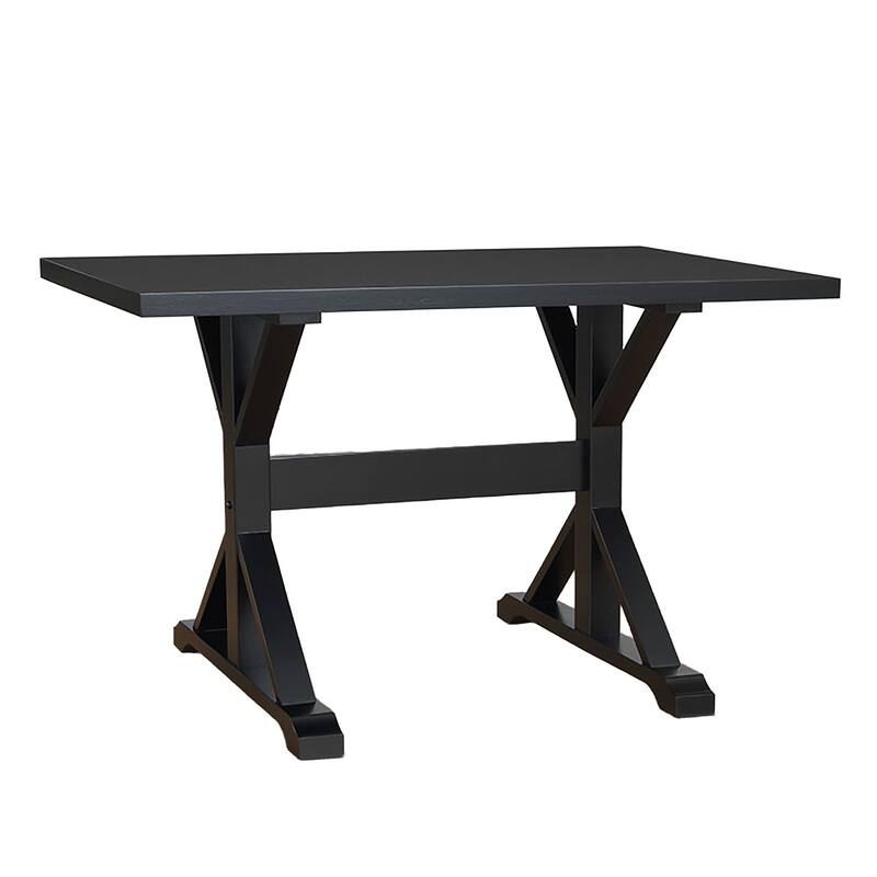 HomeRoots 48" Black Solid Wood Trestle Writing Desk
